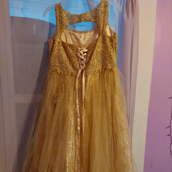 Formal Champagne/Gold Dress, - Picture 2 of 2